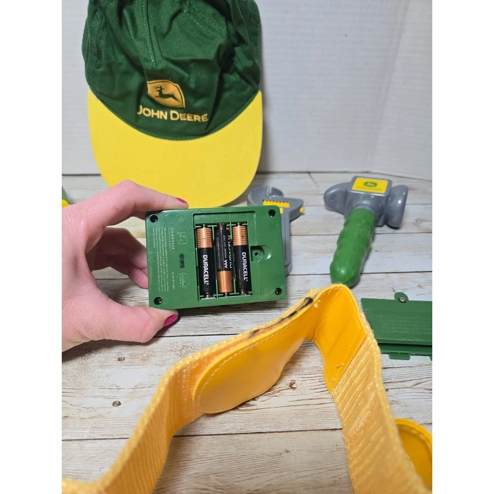 John Deere Kids Toy Lot Ertl Tool Box‎ & Talking Tool Belt w/ Tools Hat VIDEO